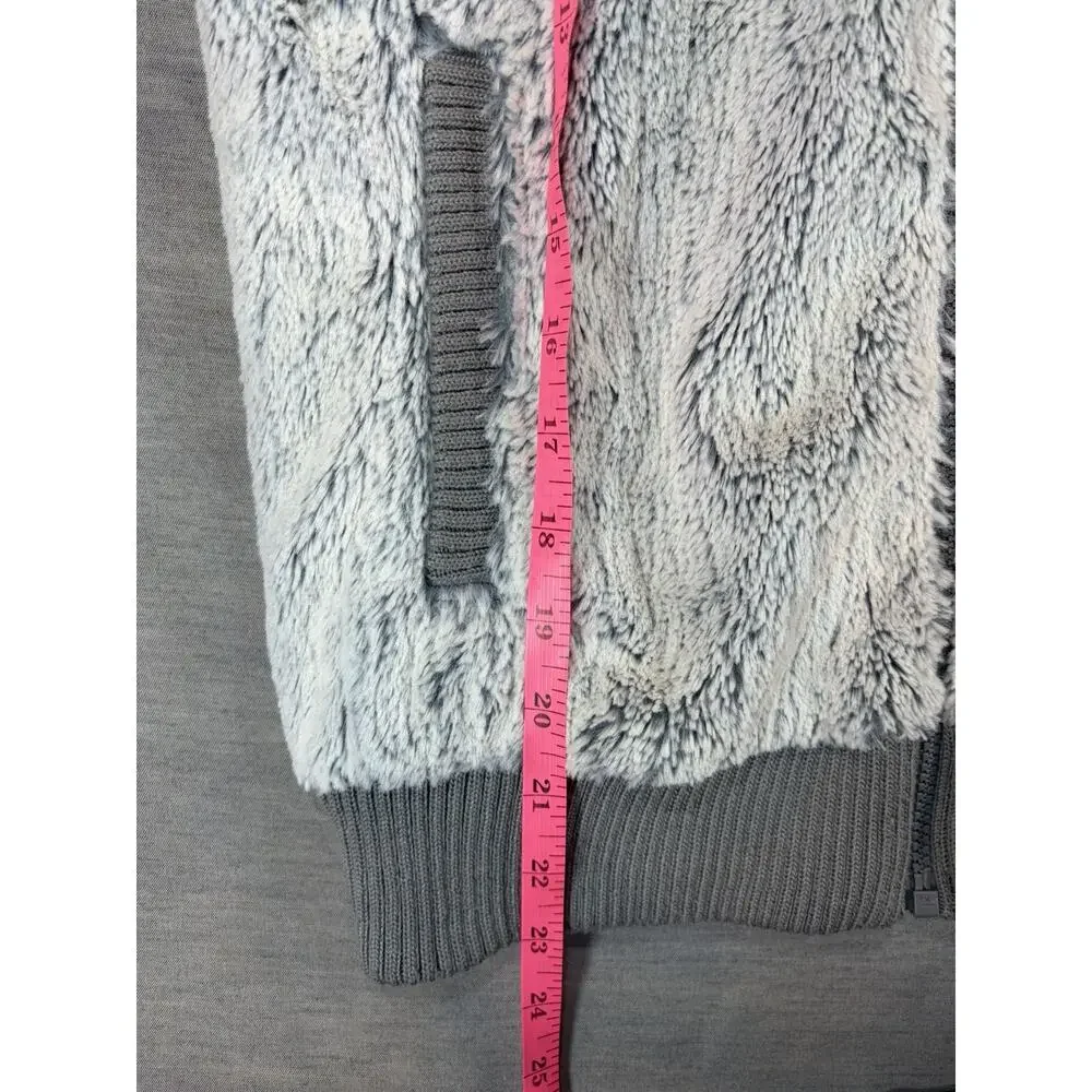 Patagonia Conejo Vest Women XSmall Gray Hooded Full Zip Faux Fur Fleece Pockets